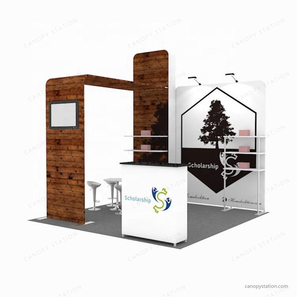 10'x10' Trade Show Booth AC-01 with custom printed graphics