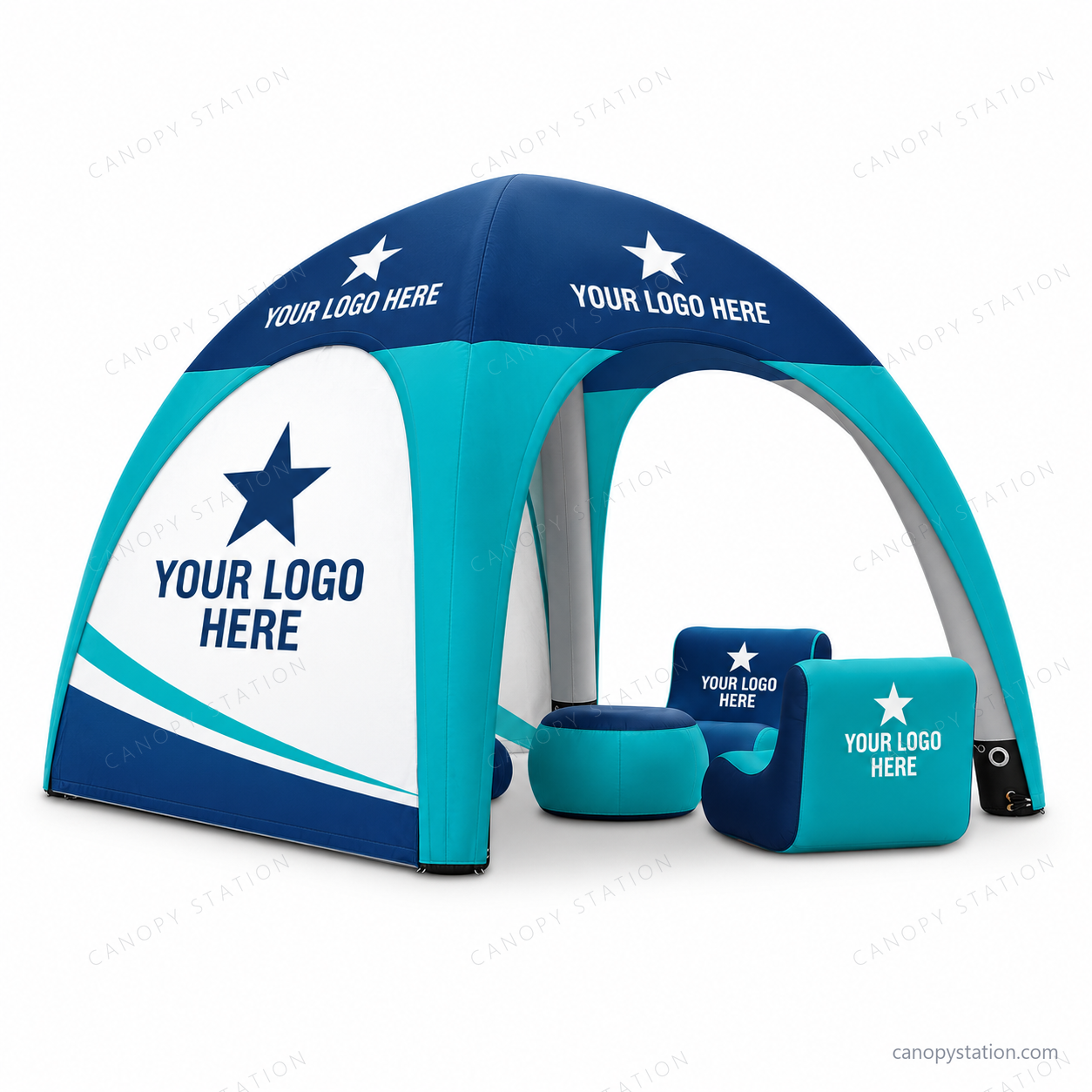 Custom Inflatable Tent Model 1 with YOUR LOGO HERE sample artwork