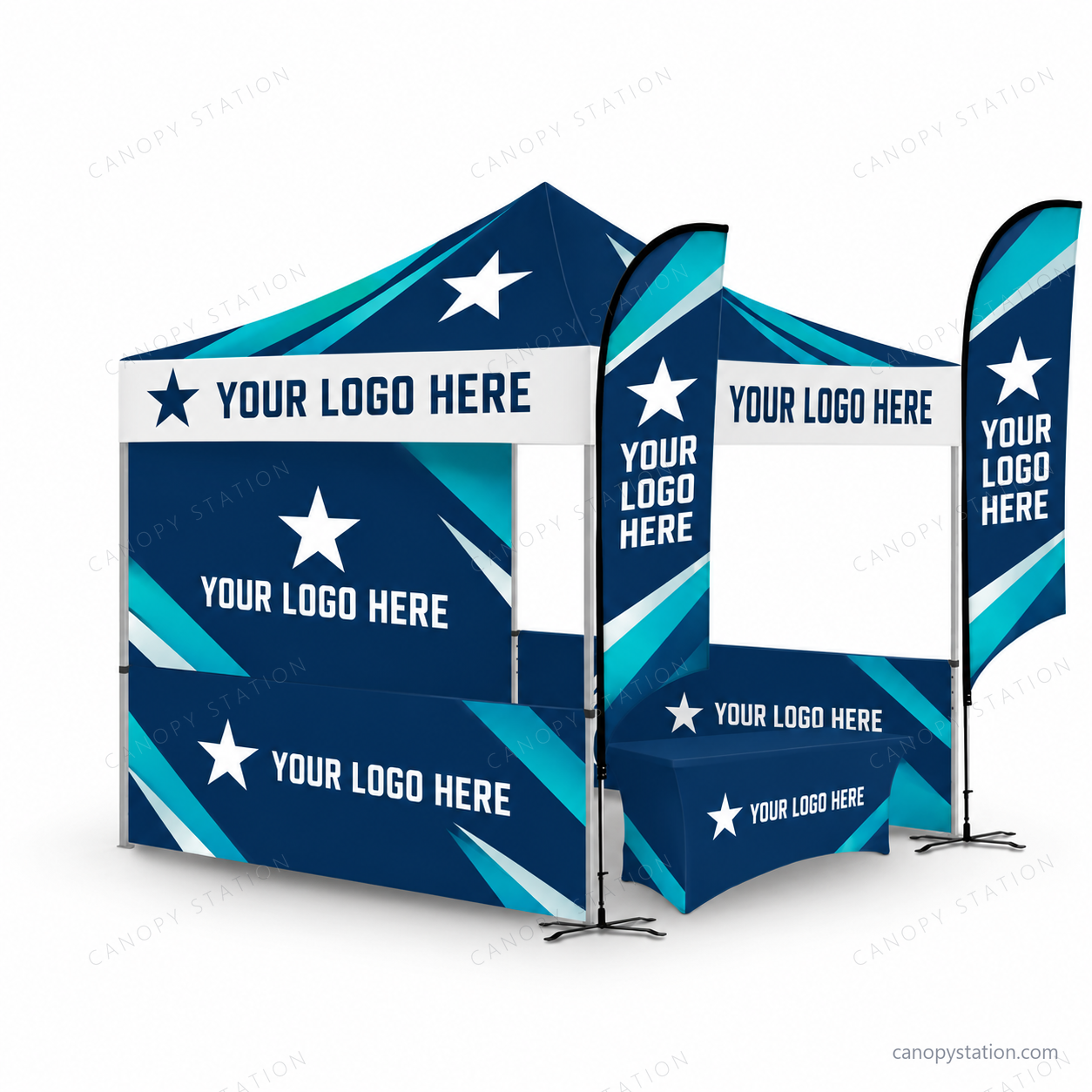 Dye Sublimated Canopy Package 9 with YOUR LOGO HERE sample artwork