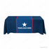 table runners in navy and blue with white YOUR LOGO HERE star artwork